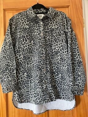 Robert Rodriguez Leopard Print Shacket Jacket Button Oversized Stretch Cotton  S